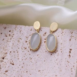 Chris April in Stock 925 Sterling Silver Gold Plated Latest Artificial Manmade <strong>Jade</strong> <strong>Earrings</strong> - Product Image 5