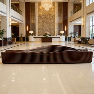 ม้านั่งไม้แกะสลักลายคลื่น รุ่น Y716 สำหรับตกแต่งสวน ทางเข้าบ้าน ระเบียง รีสอร์ท หรือพื้นที่นั่งพักผ่อนกลางแจ้ง - Product Image 6