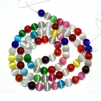 Pierres œil de chat multicolores naturelles, perles amples, 6/8/10mm, sécurité contre le commerce de gros, haute qualité