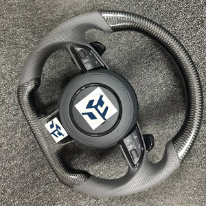 Volant en carbone semi-perforé avec bouton de démarrage R8 et sélecteur de mode de conduite pour <span class=keywords><strong>Audi</strong></span> <span class=keywords><strong>A3</strong></span> A4 A5 A6 C7 C8 Q3 Q5 Q7 4L SQ5 SQ8 TTRS - Product Image 1