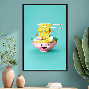 Printed Canvas: Cute Noodle Pop Art Modern Wall Decor for Kitchen,<b>BLACK</b> <b>FRAMED</b> CANVAS - Product Image 3