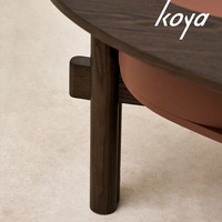 Designs nordiques maison ovale mat couleur marron ocre Tables basses meubles MDF stockage en bois salon Table basse