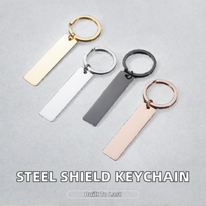 Llaveros Rectangulares Metálicos Brillantes para Grabado Personalizado, Etiquetas Colgantes DIY con Anillo para Llaves - Product Image 2