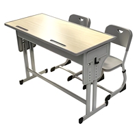 Ensemble table et chaise d'écolier professionnel deux places à hauteur réglable pour salle de classe primaire