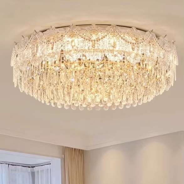 Modern Luxury Crystal Ceiling Lamp Round Led Ceiling for Living Room Decorating Chandelier Ceiling Light