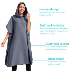 Poncho de surf de microfibra impreso al por mayor toalla personalizada <span class=keywords><strong>bata</strong></span> cambiante con capucha superabsorbente <span class=keywords><strong>para</strong></span> nadar en la <span class=keywords><strong>playa</strong></span> verano - Product Image 2