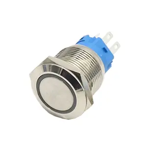 22mm 8 Pins Metal basmalı anahtar 2C 2NO 2NC anlık/mandallama LED güç ışığı su geçirmez kendinden kilitleme