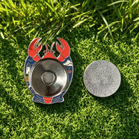 Marqueur de balle de golf à base magnétique en alliage de fer et de zinc, émail cuit, 3 motifs thématiques : Coucher de soleil, Phare, Homard, pour cadeau, vente en gros
