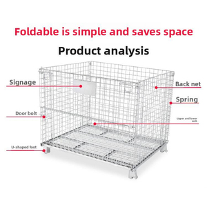 กรงตาข่ายเหล็กแบบพับได้พร้อมดีไซน์พับได้สำหรับเก็บในคลังสินค้า - Product Image 6