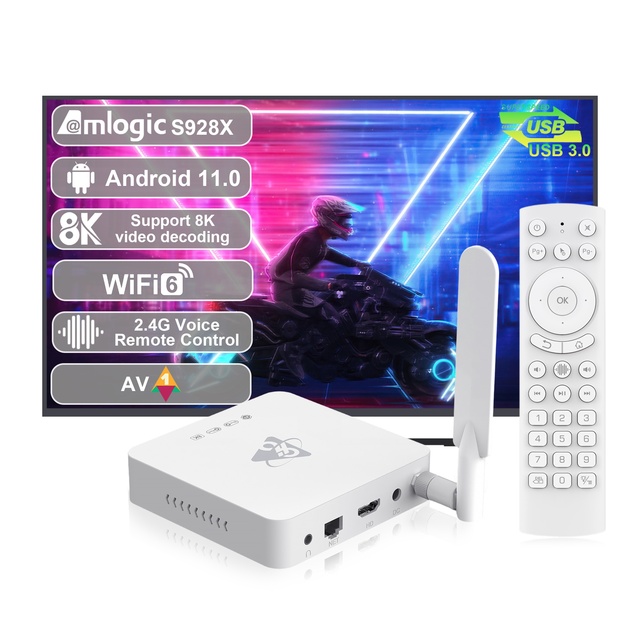 NEW AI-SR TV BOX H96 MAX M12 Amlogic S928X Support AV1 8K Android 11 Smart TV Box WiFi 6 AI Box H96MAX M12