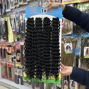 Grosir 18 inci 4x rambut kepang gelombang dalam ombre pirang warna-warni rambut crochet lembut ekstensi gimbal kepang crochet keriting