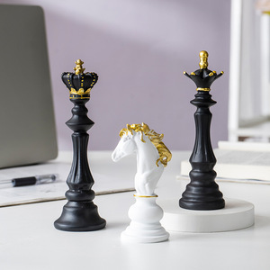 Adorno de Ajedrez Art Deco Internacional Eastern <span class=keywords><strong>Rock</strong></span>, Juego de Ajedrez Creativo, Rey, Caballo de Guerra, Reina, Decoración de Aniversario, Artesanía de Resina - Product Image 4