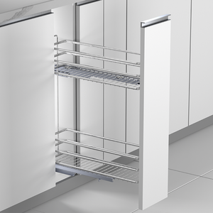 XH-03-004-723 Panier de rangement coulissant en fil de fer pour armoire de cuisine moderne, porte-bouteilles, gris poudré, multifonction, gain de place, Partiti - Product Image 2