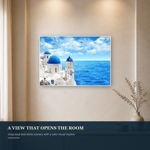 Stampa d'Arte Murale Mare Blu di Santorini, Paesaggio Costiero Greco per Soggiorno, Hotel, Resort, Interni Mediterranei - Product Image 3