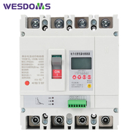 Disjoncteur à boîtier moulé en plastique WESDOMS250A 400V 4P avec protection contre les fuites, capacité de coupure 10kA/20kA pour usage industriel