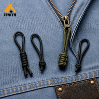 Nylon Plastic Rope Zipper Puller Injection Molded and Woven Auto Lock or Non Lock Slider Custom Logo