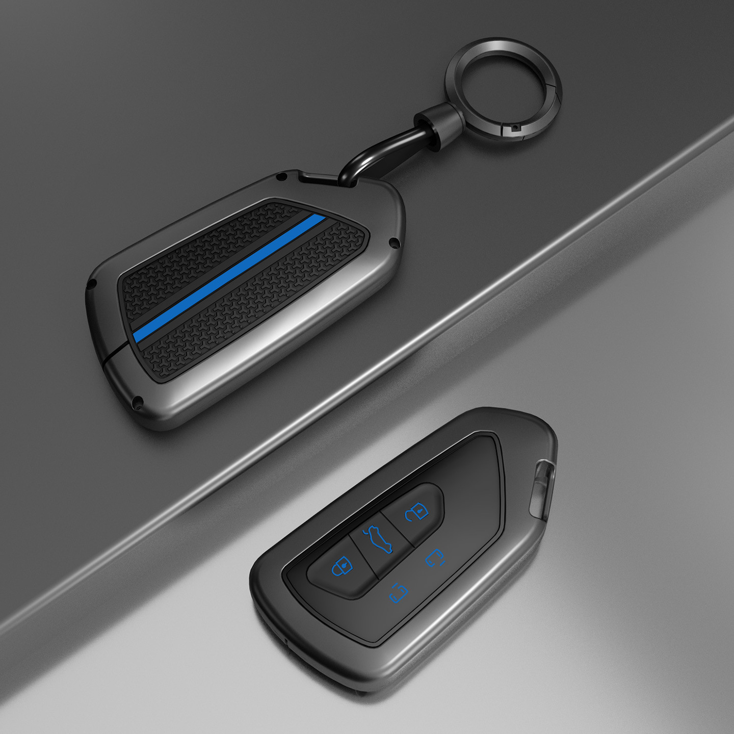 5-button blue with ring holder