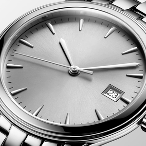 Classic Round Men's Wristwatch Date Display Business Casual Quartz Dress <b>Watch</b> Stainless Steel Band Polished <b>Case</b> - Product Image 1