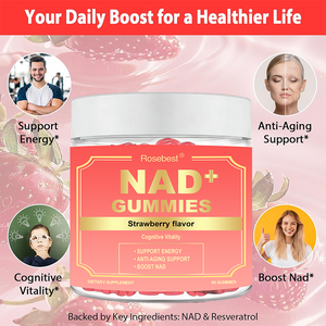 Integratore Anti-età Rosebest con Formula Personalizzata, 1000mg di NAD Nicotinamide Riboside in Gommose con Resveratrolo e Quercetina Fitosomica - Product Image 2