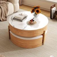 Table basse relevable et meuble TV combinés en bois massif, style nordique de luxe léger, avec plateau en roche, meubles de salon modernes avec rangement