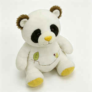 Peluche Panda Blanc Personnalisée Adorable avec Broderie Feuille, Animal en Peluche Panda Doux et Moelleux avec Nez et Pattes Jaunes - Product Image 5