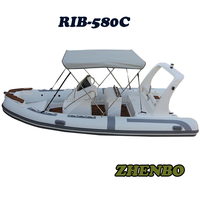 19ft 5.8m coque semi-rigide yachts fibre de verre luxe speed boat lanchas de fibra para pesca rib boat 580 à vendre