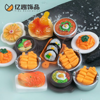 Abalorios de resina de comida de simulación coreana Sushi Bibimbap Pickle Cake repollo picante Diy decoración trasera plana accesorios de caja de teléfono basura