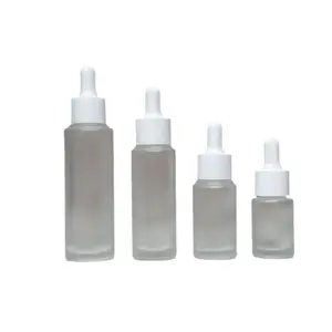 10ml 20ml 30ml 50ml cilindrico rotondo vetro trasparente con contagocce bianco per la cura della bellezza