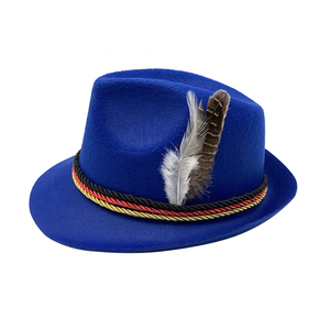 <span class=keywords><strong>Chapeau</strong></span> allemand Oktoberfest <span class=keywords><strong>Chapeau</strong></span> Fedora de festival décoratif à plumes avec étiquette personnalisée <span class=keywords><strong>Chapeau</strong></span> de bière Oktoberfest en feutre de gros - Product Image 3
