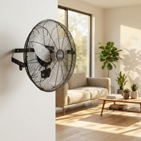 Ventilateur mural oscillant de 6,9 pouces, ventilateur d'évacuation électrique mural, vent puissant, ventilateur de refroidissement d'air extérieur en métal, moteur 100% cuivre