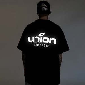 T-shirts pour hommes de qualité supérieure personnalisé lueur coton vinyle lumineux Logo impression réfléchissant ses matériaux foncé surdimensionné coupe tricoté - Product Image 5