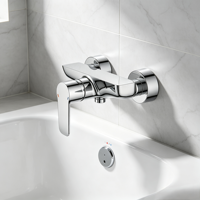 Robinet de douche mural en alliage de zinc au design moderne avec poignée unique et cartouche céramique, idéal pour les hôtels et appartements