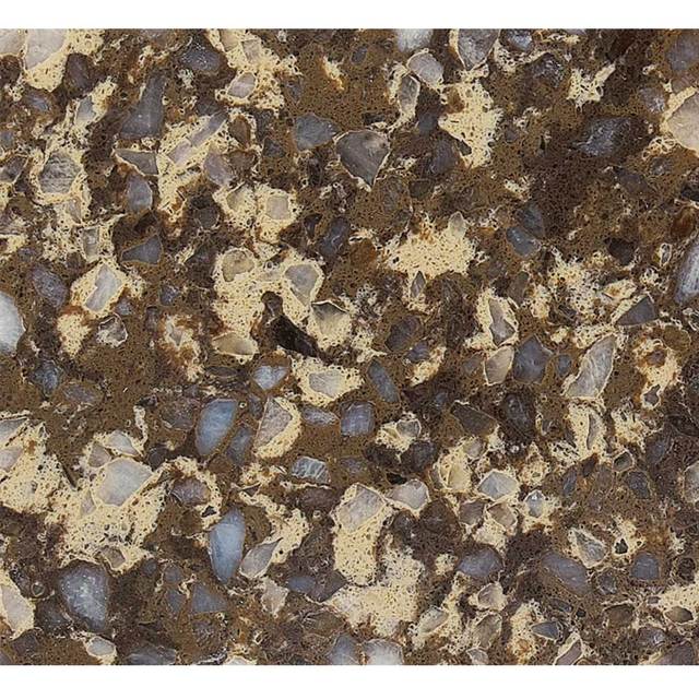 DCT OQ2009 Modern Exotic Brown Blue Quartz Slab Large Crystal Aggregate Texture Custom Size Thickness Eco-Friendly Artificial