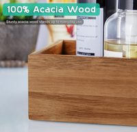 Panier de rangement pour salle de bain en bois d'acacia - Panier à papier toilette avec poignée pour l'arrière du réservoir de toilette