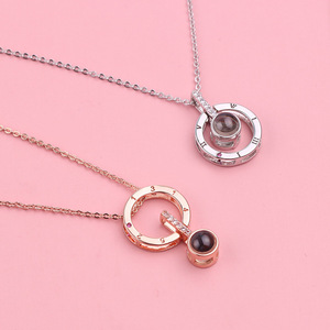 Collar con colgante con letras para mujer, colgante con proyección de "I <span class=keywords><strong>Love</strong></span> You", 100 idiomas, joyería para mujer, mejores amigos, regalos - Product Image 2