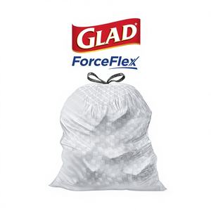 Sacs poubelle de cuisine à cordon Glad ForceFlex, en plastique, durables, transparents, logo personnalisé, 3-6L >100 Ct - Product Image 1