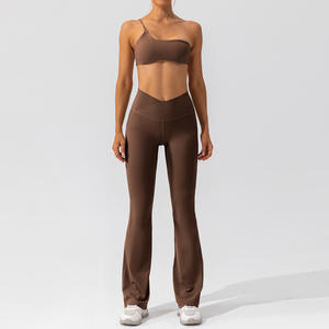 高品質女性用カスタムジムヨガブラフロントカットショートスポーツジムワークアウト2ピースセット - Product Image 2