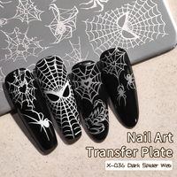 Plaque de tamponnage pour ongles en acier inoxydable, motif toile d'araignée d'Halloween, pour manucure gothique