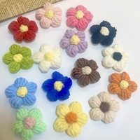 Fleurs en laine faites à la main pour le bricolage tricoté à la main Crochet bouffée lait coton Patch accessoires vêtements décoration avec dentelle