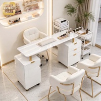 Table de manucure professionnelle avec deux armoires de rangement, grand plateau, poste de travail pour salon de manucure et spa beauté