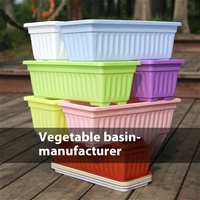 Baskom sayur balkon persegi panjang besar, Pot bunga plastik Resin kreatif, kotak penanaman bunga rumah tangga untuk Pak berkebun