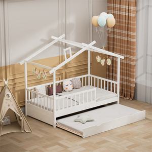 Cama Infantil de Madera de Diseño Moderno para Niñas, Cama Tipo Casa con Cama Nido - Product Image 4