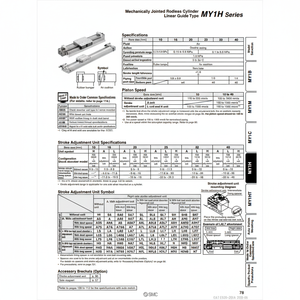 Cilindro sin vástago de SMC Pneumatics, categoría de producto articulado mecánicamente - Product Image 1