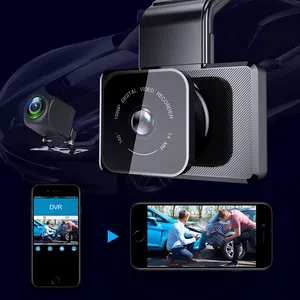 Câmera de 3 "com gps para carro, wi-fi, gravador de vídeo do carro dvr, câmera automotiva dashcam, 24h, monitor de estacionamento, gravação de carro