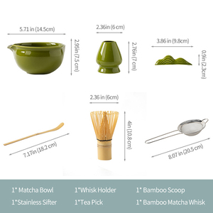 กล่องของขวัญมัทฉะชุดชามพร้อมปากช้อนไม้ไผ่7ชิ้นที่ใส่ชาผ้าเช็ดตัวที่จับโลหะเครื่องมือชงชา - Product Image 2