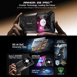 नया ULone कवच 28 प्रो रूबीड फोन 16 जीबी + 512 जीबी नाइट विजन 10600Mah 6.67 इंच + 1.04 इंच 5 ग्राम nfc 120w फास्ट चार्जिंग - Product Image 4