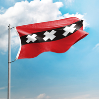 Drapeau promotionnel en polyester 3x5FT, impression numérique, drapeaux de pays, Amsterdam Pays-Bas, bannière patriotique personnalisée pour l'extérieur