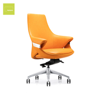 Chaise de bureau de direction en cuir à dossier moyen, design luxueux, mobilier de bureau de Chine, pour réunions et conférences