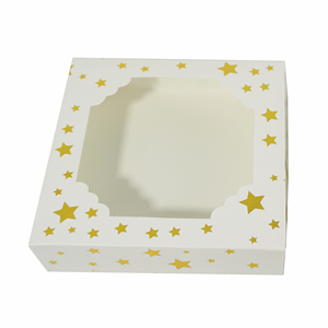 Ưa Thích Màu Trắng Giấy Các Tông Rỗng Cửa Sổ Mix Ngọt Kẹo Bánh Quy Bao Bì Hộp Quà Tặng Với Vàng/Bạc Sao Thiết Kế & Chèn - Product Image 6