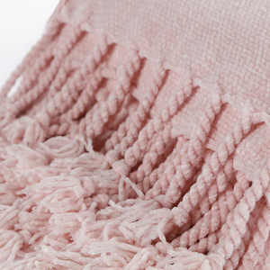 Bán Sỉ Chăn Ném Dệt Kim Dệt Tay Nhiều Màu Chunky Với Chăn Chenille Dày Trang Trí Tua Rua - Product Image 4